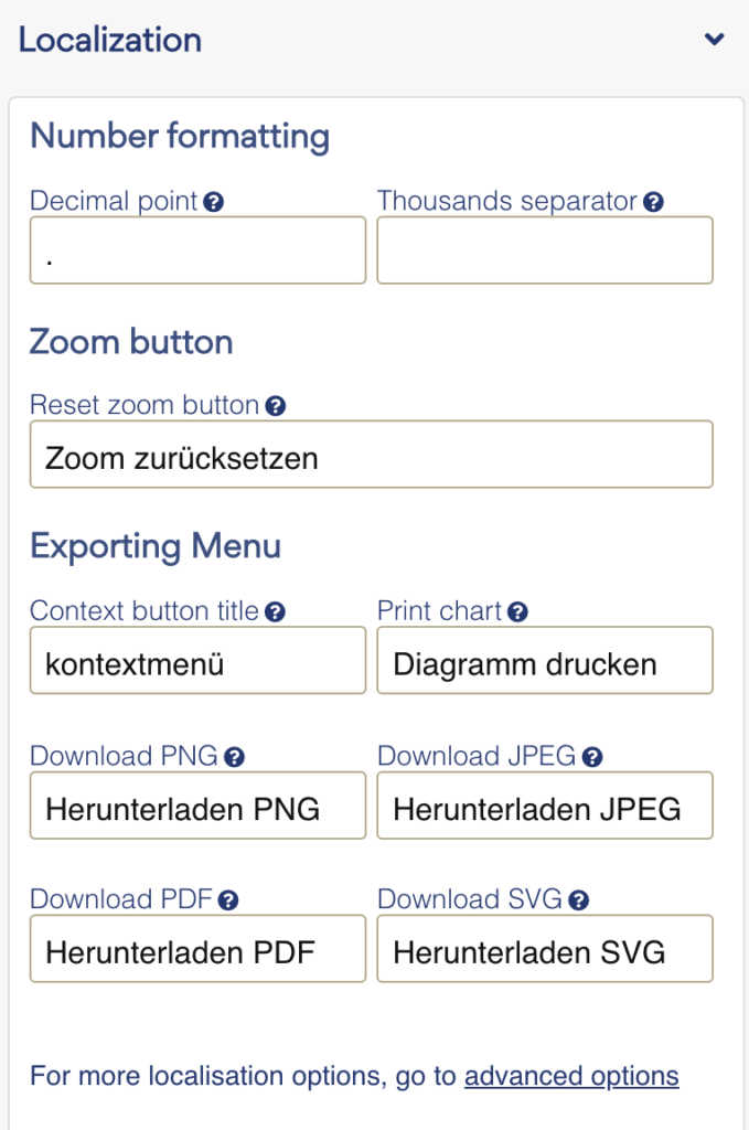 Screenshot localization settings basic editor