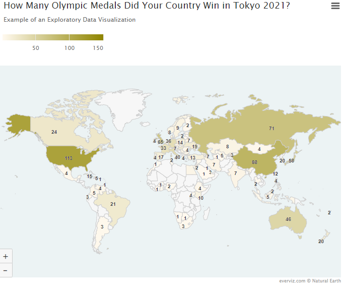 How Many Olympic Medals Did Your Country Win in Tokyo 2021 - Choropleth map