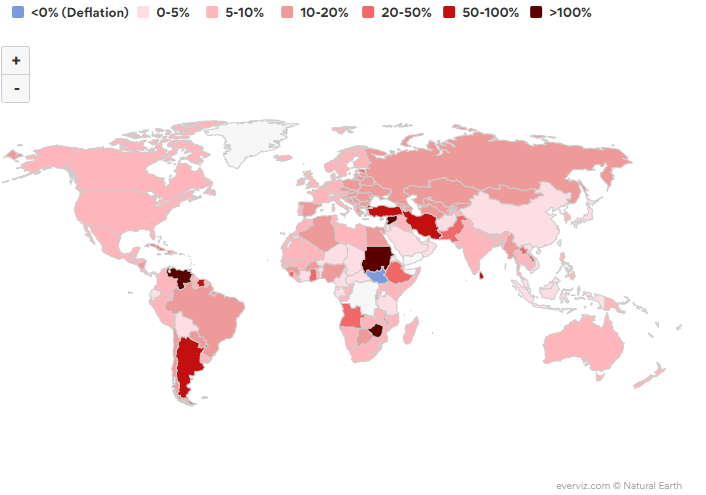 Inflation Rates around the World, 2022 - Choropleth map