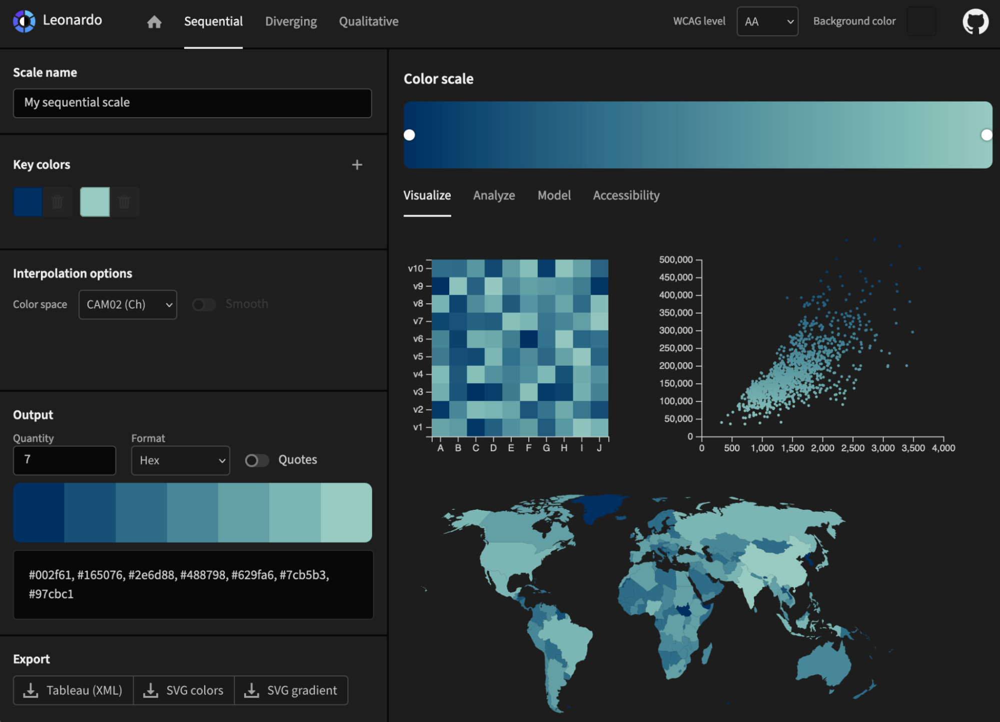 Creating colors for visualizations using Leonardo