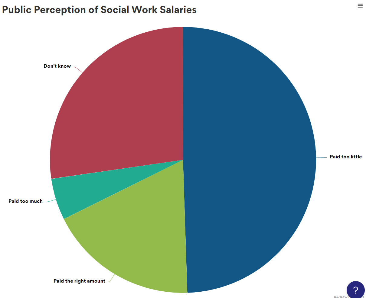 Public Perception of Social Work Salaries - Pie chart