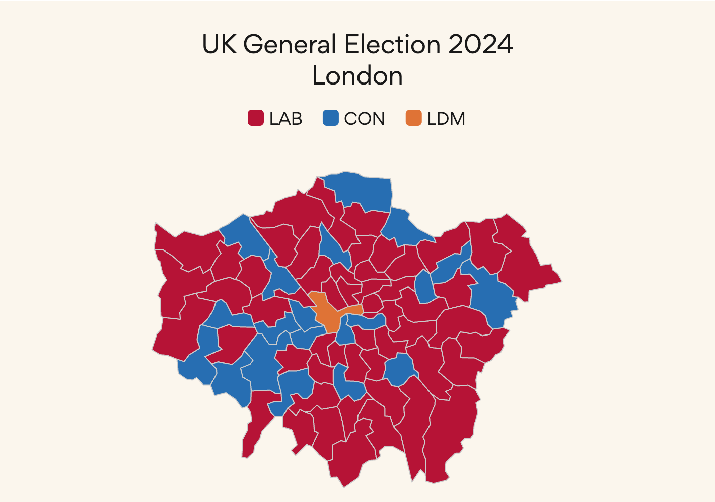 Regional election map London constituencies