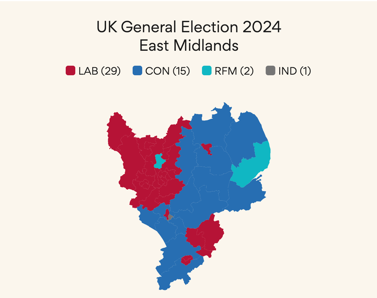 Election map for East Midlands