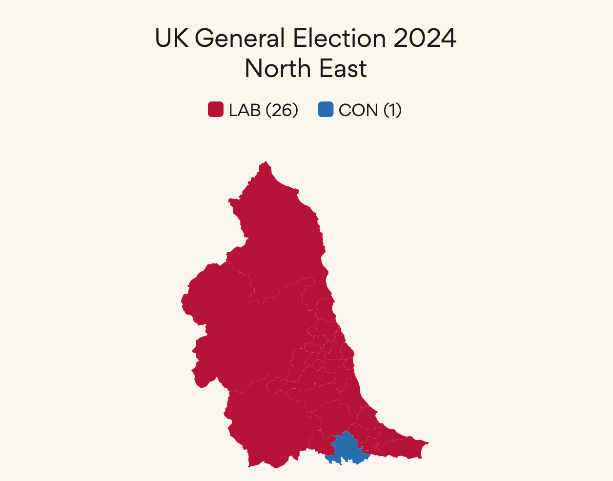 UK Election map for North East