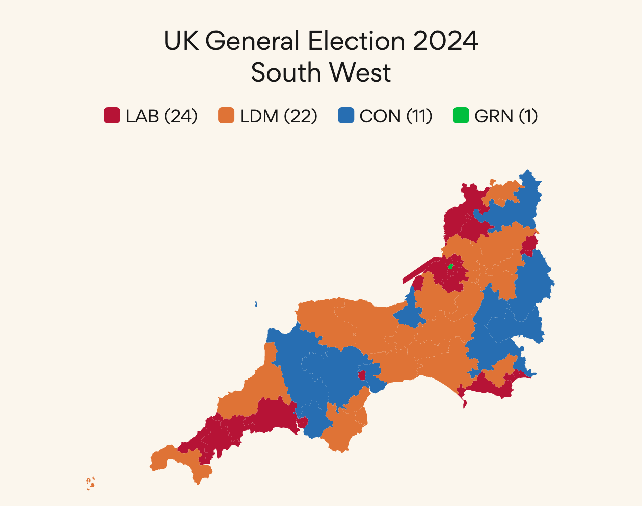 UK Election map for South West